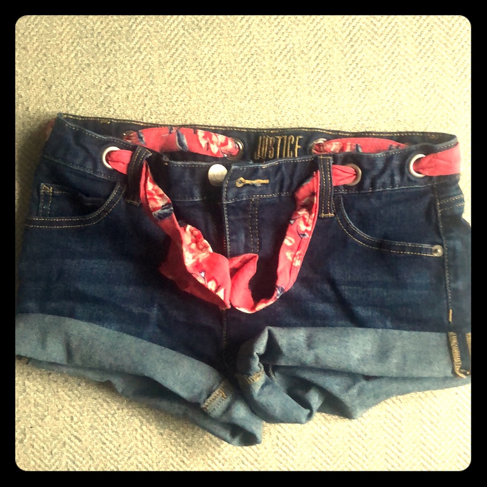 Girls denim cuff shorts size 14